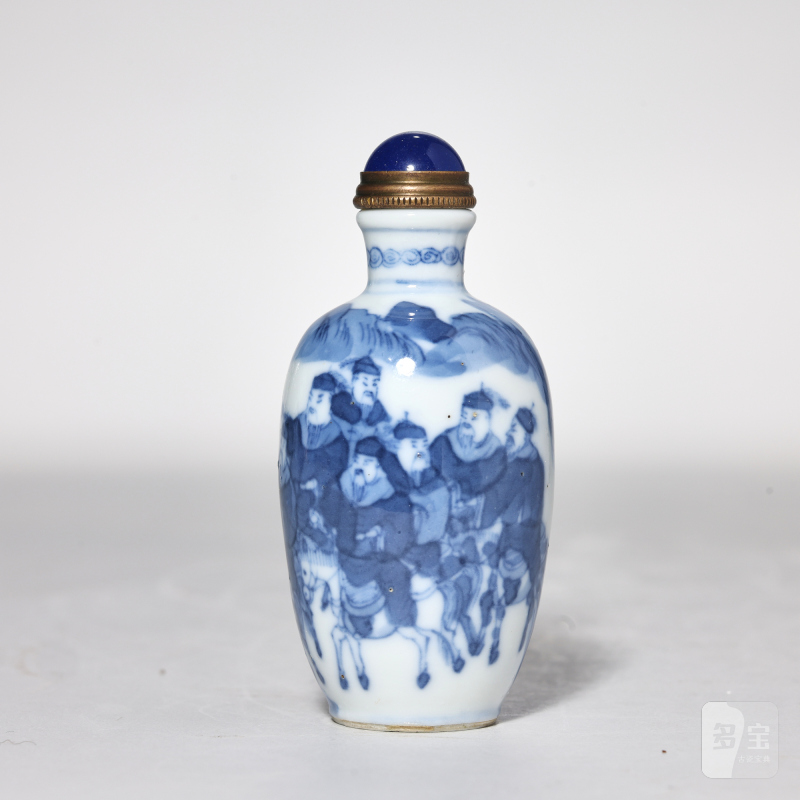 清晚期 青花旗开得胜图鼻烟壶 - 图2